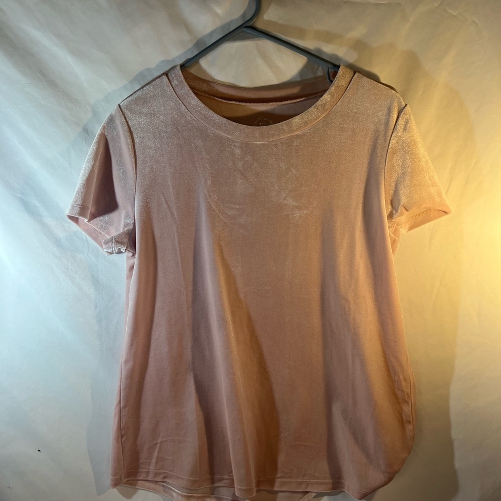 Only Soft Pink Velvet Short Sleeve Top